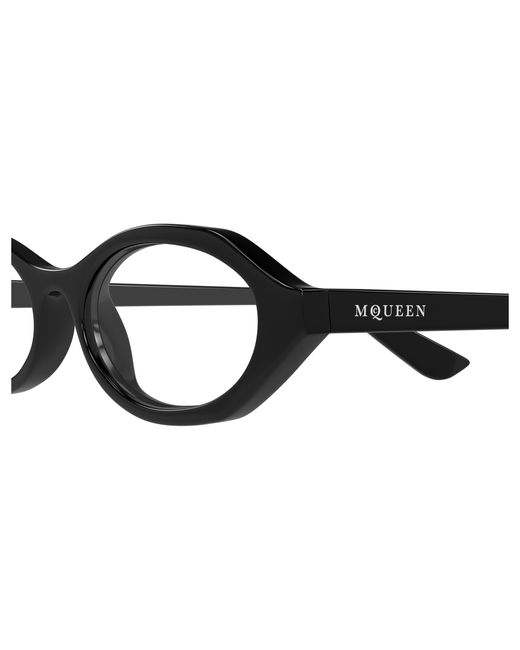 McQueen Black Am0559O 001 Optical Frames Acetate Transparent Round
