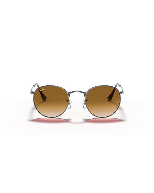 Ray-Ban Multicolor Sunglasses Man Round Flat Lenses - Gunmetal Frame Brown Lenses 50-21 for men