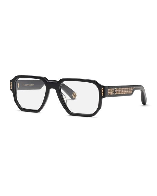 Philipp Plein Black Vpp199M Plein Stud 700K Optical Frames Acetate Geometric for men