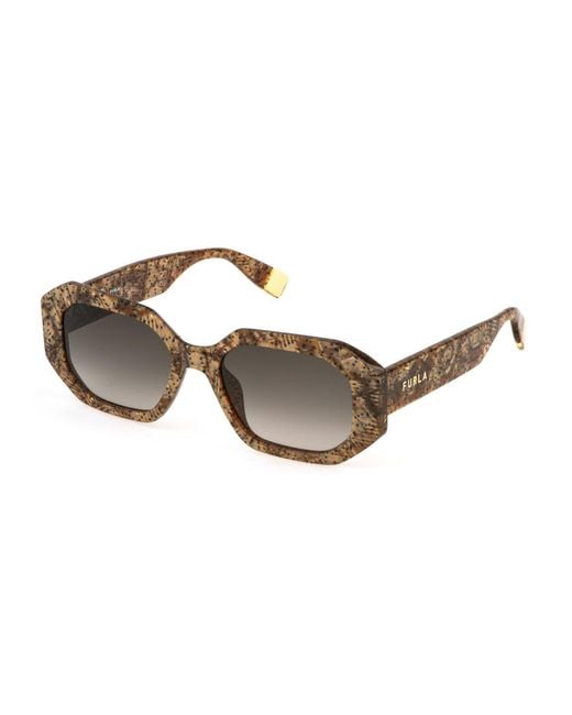 Furla Black Sfu815 0V83 Sunglasses Acetate Smoke Squared Normal Shaded