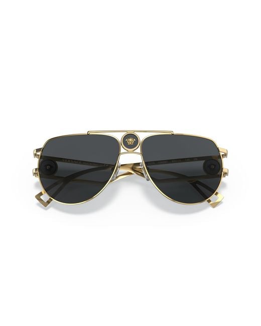 Versace Black Ve2225 100287 Sunglasses Metal Pilot Normal for men
