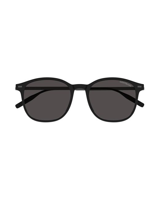 Montblanc Black Mb0454Sa 001 Sunglasses Injected Round for men