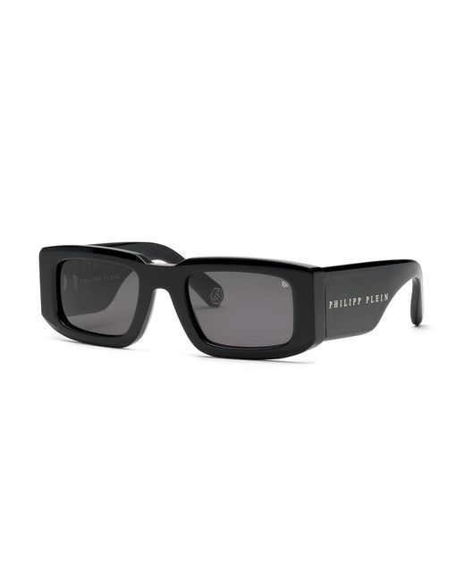 Philipp Plein Black Spp149V Plein Master 700 Sunglasses Acetate Smoke Squared Normal for men