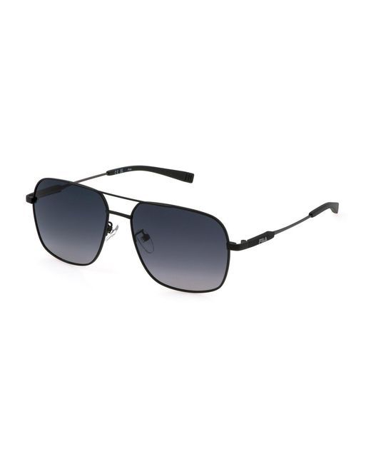 Fila Black Sfi523 531P Sunglasses Metal Smoke Squared Shaded for men