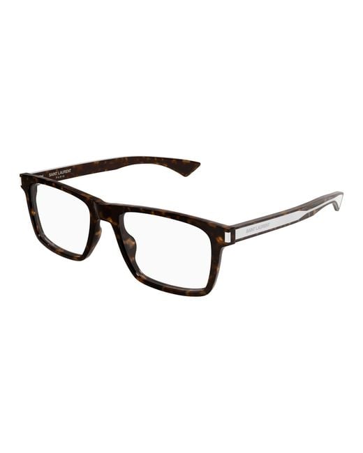 Saint Laurent Black Sl 882 007 Optical Frames Acetate Transparent Squared for men