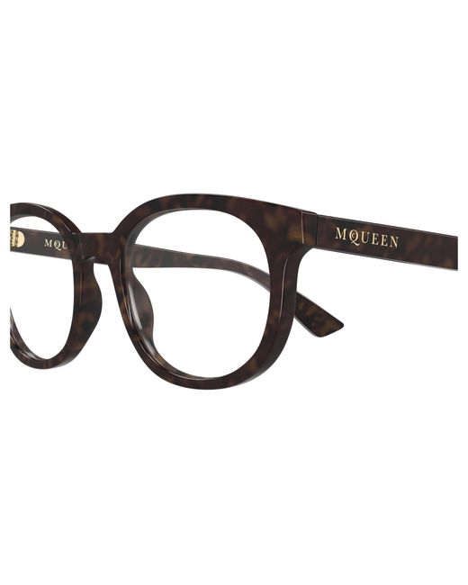 McQueen Black Am0567O 002 Optical Frames Acetate Transparent Round for men