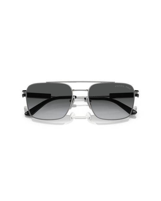 Prada Black Pr 67Zs 1Bc5W1 Sunglasses Metal Pillow Polarized Shaded