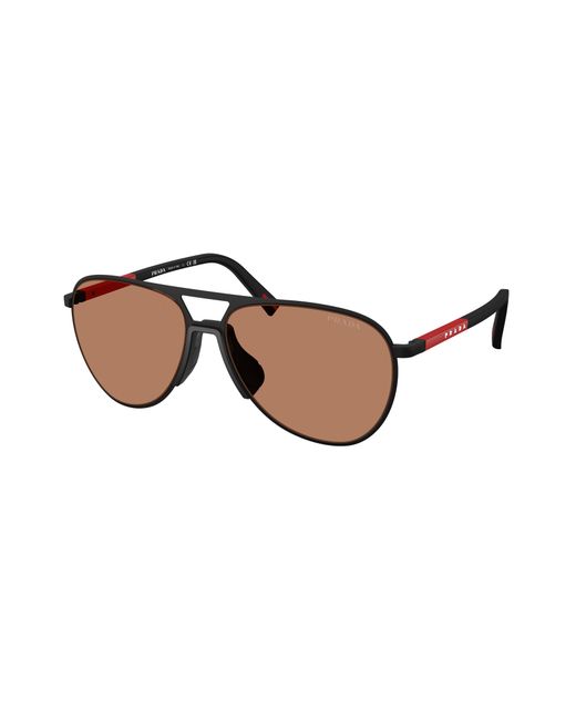Prada Linea Rossa Black Ps 53Zs Dg020D Sunglasses Metal Pilot Normal for men