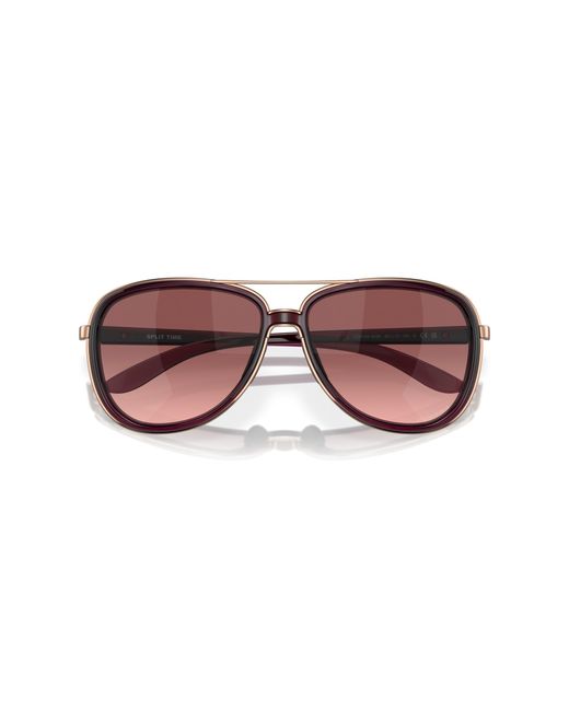 Oakley Black Oo4129 Split Time 412902 Sunglasses Metal Round Normal Shaded