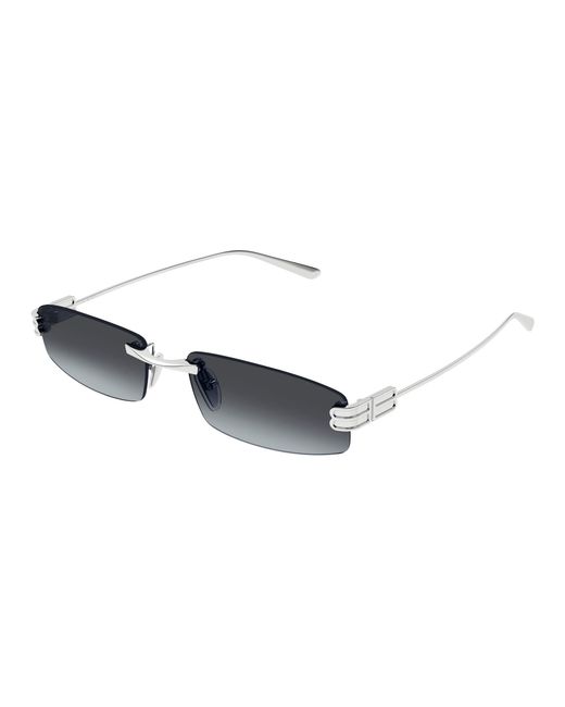 Balenciaga Black Bb0488S 006 Sunglasses Metal Smoke Squared for men