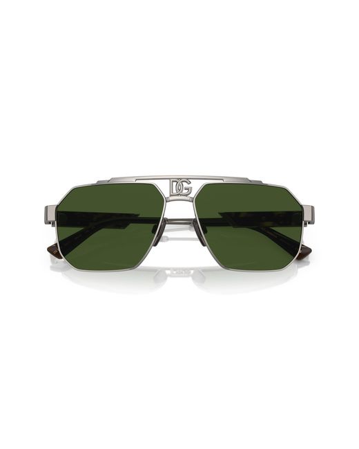 Dolce & Gabbana Green Dg2294 04/71 Sunglasses Steel Pilot Normal for men