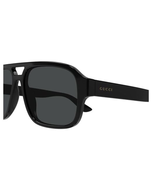 Gucci Black Gg1342S 001 Sunglasses Plastic Pilot for men