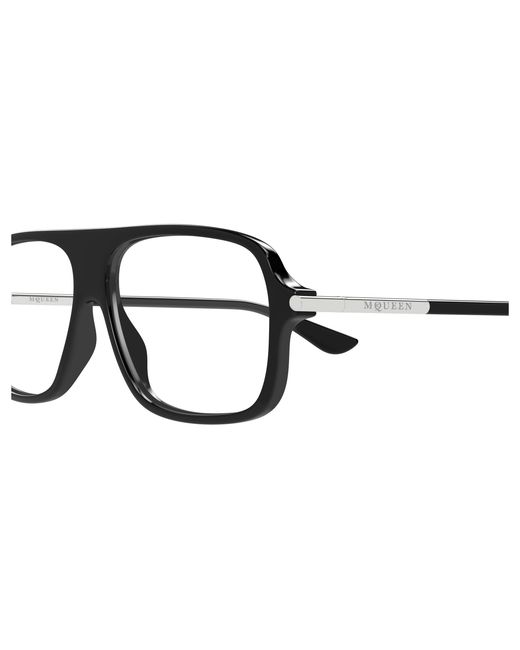 McQueen Black Am0555O 001 Optical Frames Acetate Transparent Pilot