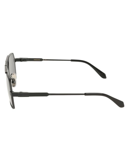 Ferragamo Black Sf332S 002 Sunglasses Titanium Squared Normal for men