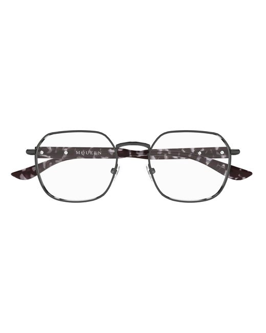 McQueen Black Am0499O 002 Optical Frames Acetate Transparent Geometric for men