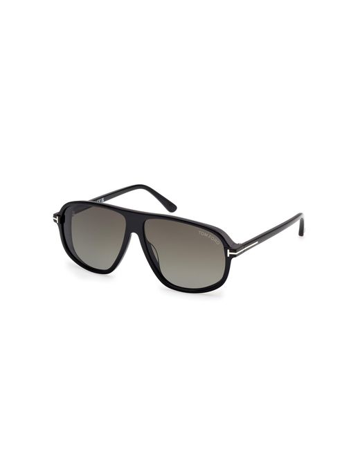 Tom Ford Black Ft1208 Guillaume 01B Sunglasses Acetate Smoke Pilot Normal for men