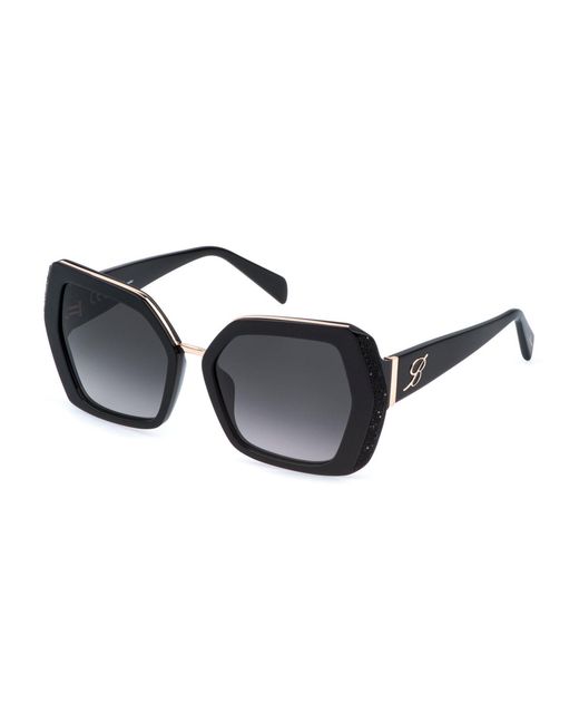 Blumarine Black Sbm870S 700S Sunglasses Acetate Smoke Geometric Normal Shaded