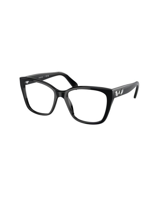 Swarovski Black Sk2008 1001 Optical Frames Acetate Transparent Geometric Normal