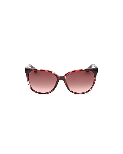 Guess Black Gu7864 55T Sunglasses Injected Bordeaux Round Normal Shaded