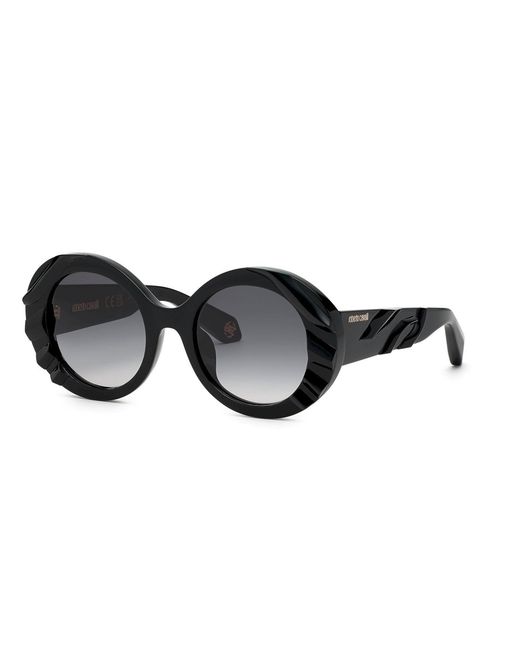 Roberto Cavalli Black Src010V 700 Sunglasses Acetate Round Normal Shaded