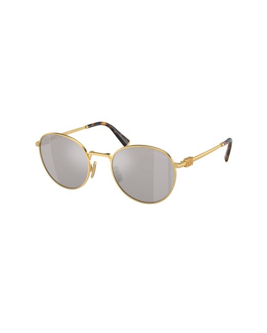 Miu Miu Black Mu 55Zs 5Ak07F Sunglasses Metal Round Mirrored Mirror