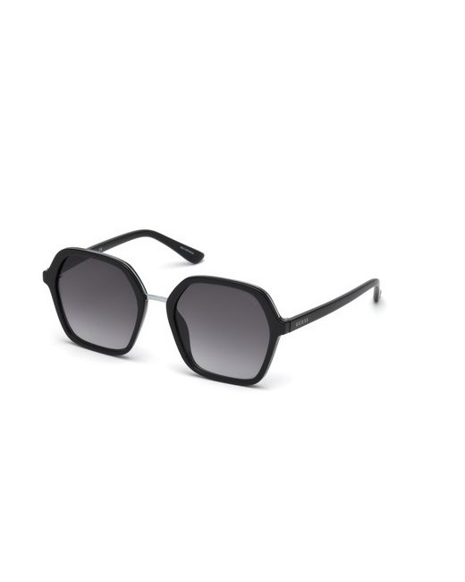 Guess Black Gu7557 01B Sunglasses Injected Smoke Geometric Normal Shaded