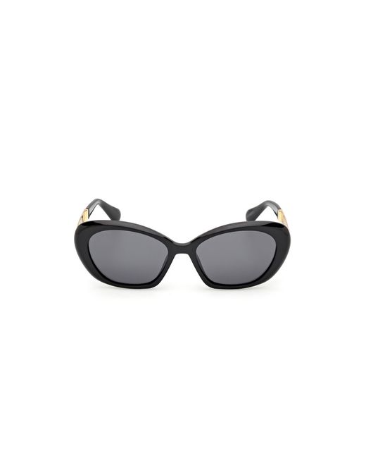 MAX&Co. Black Mo0133 01A Sunglasses Injected Smoke Round Normal