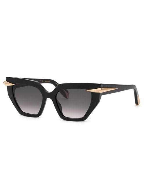 Roberto Cavalli Black Src001M 700 Sunglasses Acetate Smoke Geometric Normal Nuanced