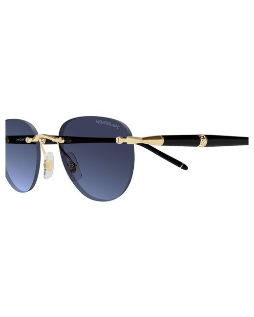 Montblanc Black Mb0412S 006 Sunglasses Metal Round for men