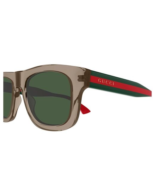 Gucci Green Gg1991S Transparent Striped Temple Sunglasses for men