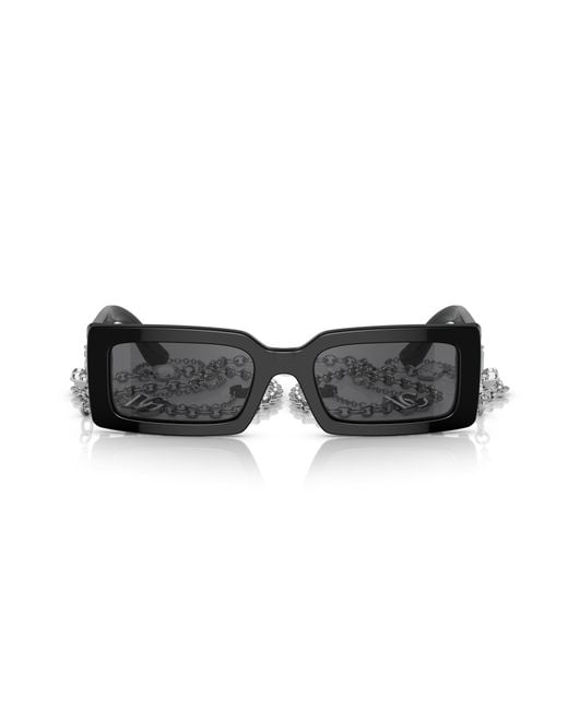 Dolce & Gabbana Black Dg4416 501/6G Sunglasses Acetate Squared Mirrored Mirror