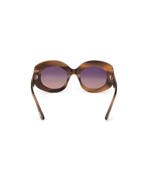 Tom Ford Black Ft1346 Claudette-02 55T Sunglasses Acetate Bordeaux Round Normal