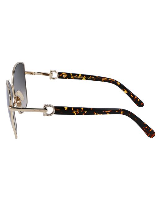 Ferragamo Black Sf312Sr 750 Sunglasses Metal Normal Normal