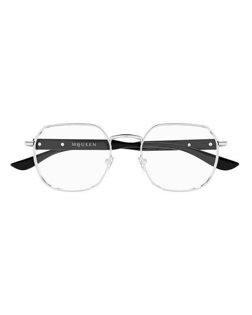 McQueen Black Am0499O 001 Optical Frames Acetate Transparent Geometric for men