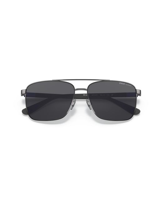 Polo Ralph Lauren Black Ph3137 900281 Sunglasses Metal Squared Polarized for men