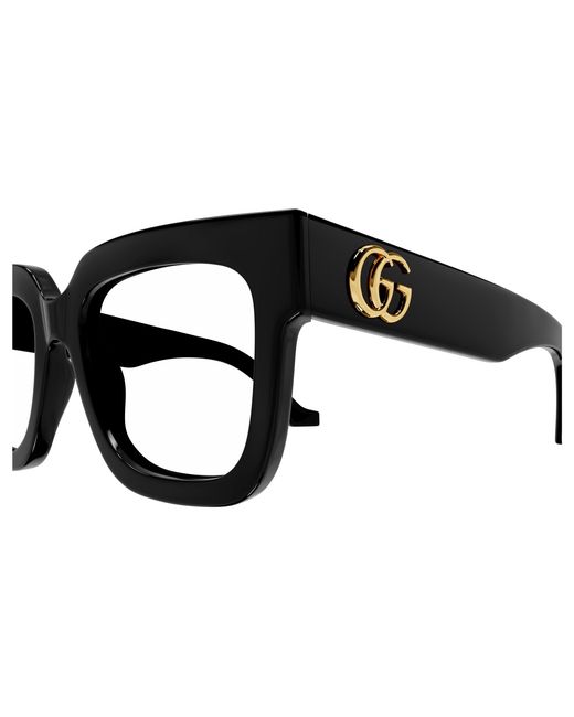 Gucci Black Gg1549O 001 Optical Frames Acetate Transparent Squared