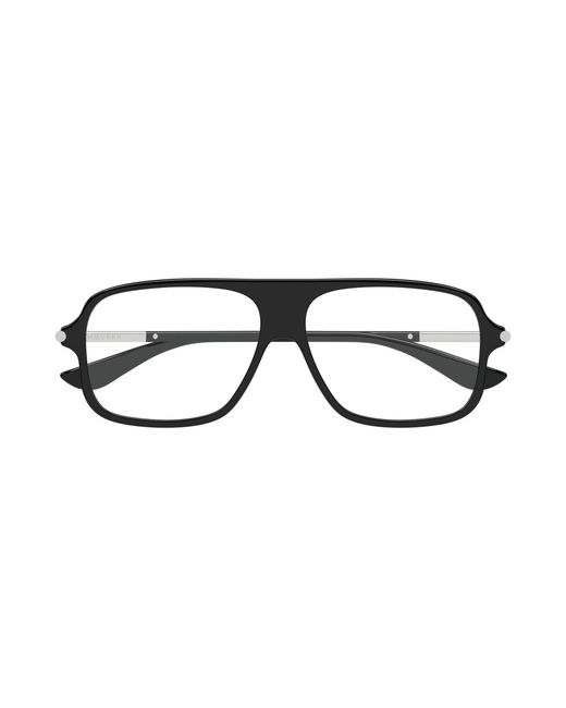 McQueen Black Am0555O 001 Optical Frames Acetate Transparent Pilot