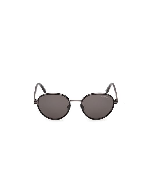 Tom Ford Black Ft1339 Jet-02 01A Sunglasses Metal Smoke Round Normal