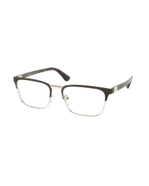 Prada Black Pr 54Tv 01U1O1 Optical Frames Metal Squared Normal for men