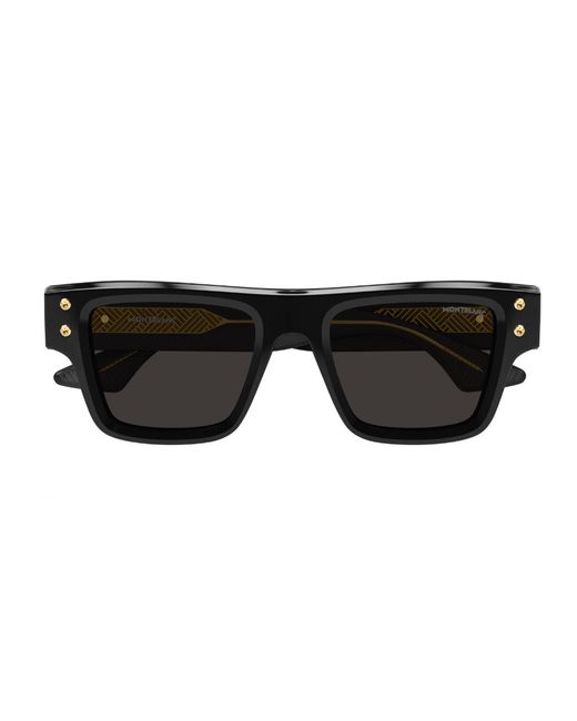 Montblanc Black Mb0253S 001 Sunglasses Acetate Squared for men