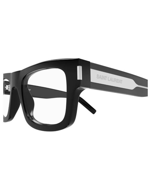 Saint Laurent Black Sl 574 001 Optical Frames Acetate Transparent Squared for men