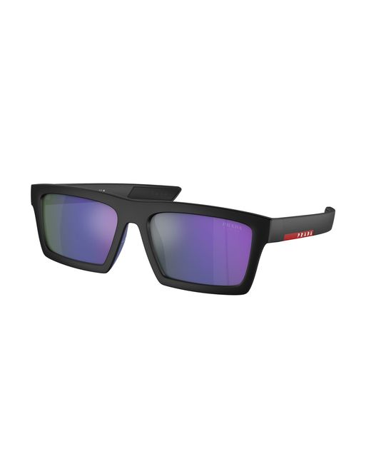 Prada Linea Rossa Black Ps 02Zsu 1Bo05U Sunglasses Injected Squared Normal Mirror for men