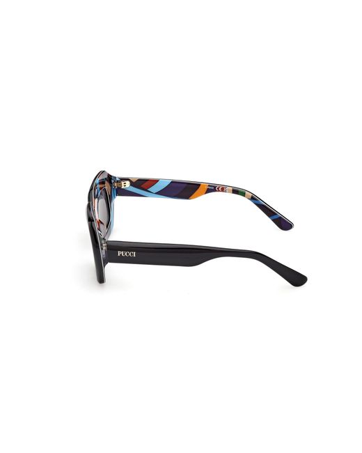 Emilio Pucci Black Ep0245 05A Sunglasses Acetate Smoke Squared Normal
