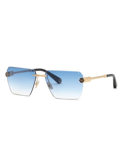 Philipp Plein Black Spp205 Plein Royal 301 Sunglasses Metal Geometric Normal Nuanced for men