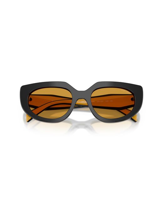 Prada Black Pr D02S 02K50P Sunglasses Acetate Ocher Round Normal