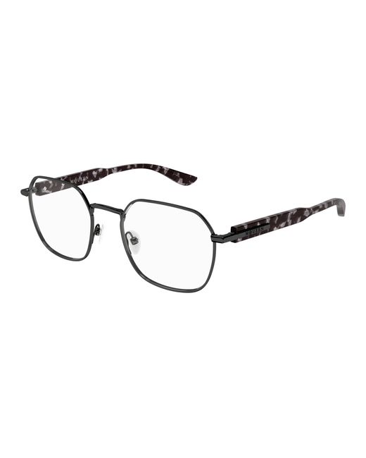 McQueen Black Am0499O 002 Optical Frames Acetate Transparent Geometric for men