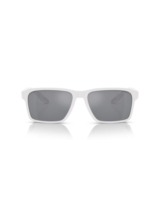 Prada Linea Rossa Black Ps 05Ys Twk40A Sunglasses Injected Light Squared Mirrored Mirror for men