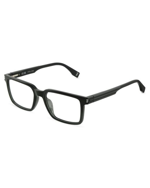 Police Black Vplu53 Etchline 1 06Qd Optical Frames Injected Squared for men