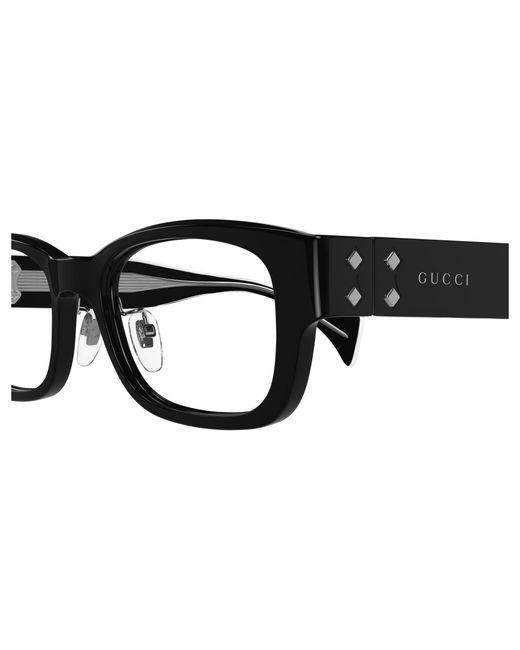 Gucci Black Gg1744Oj 001 Optical Frames Acetate Transparent Squared