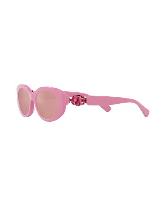 Swarovski Pink Sk6002 1005E4 Sunglasses Acetate Round Mirrored Mirror
